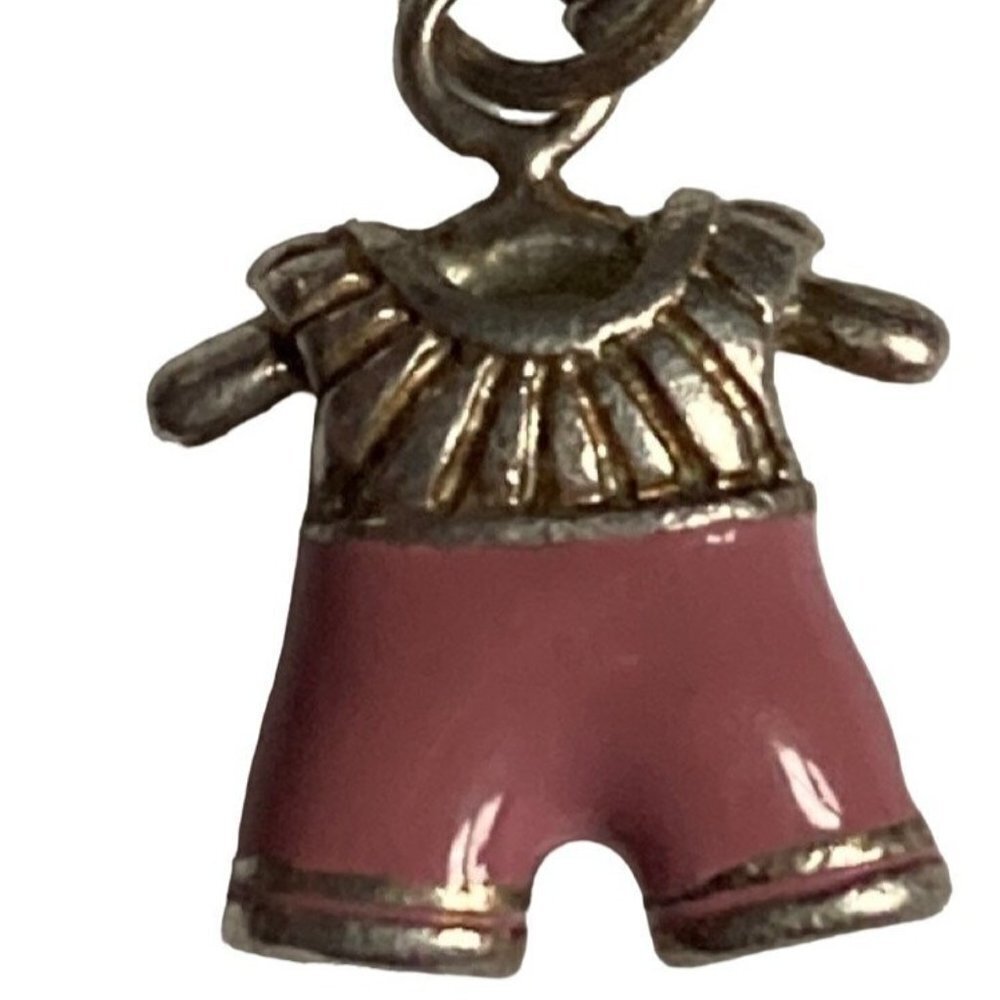 Ross Simons Sterling Silver Pink Enamel Baby Girl Outfit Charm 2.3grams